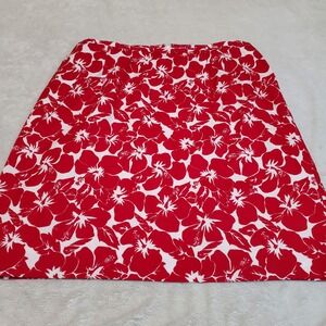 Talbots Cherry Red White Hawaiian Plus Size Mini Skirt 20W Formal Travel Resort